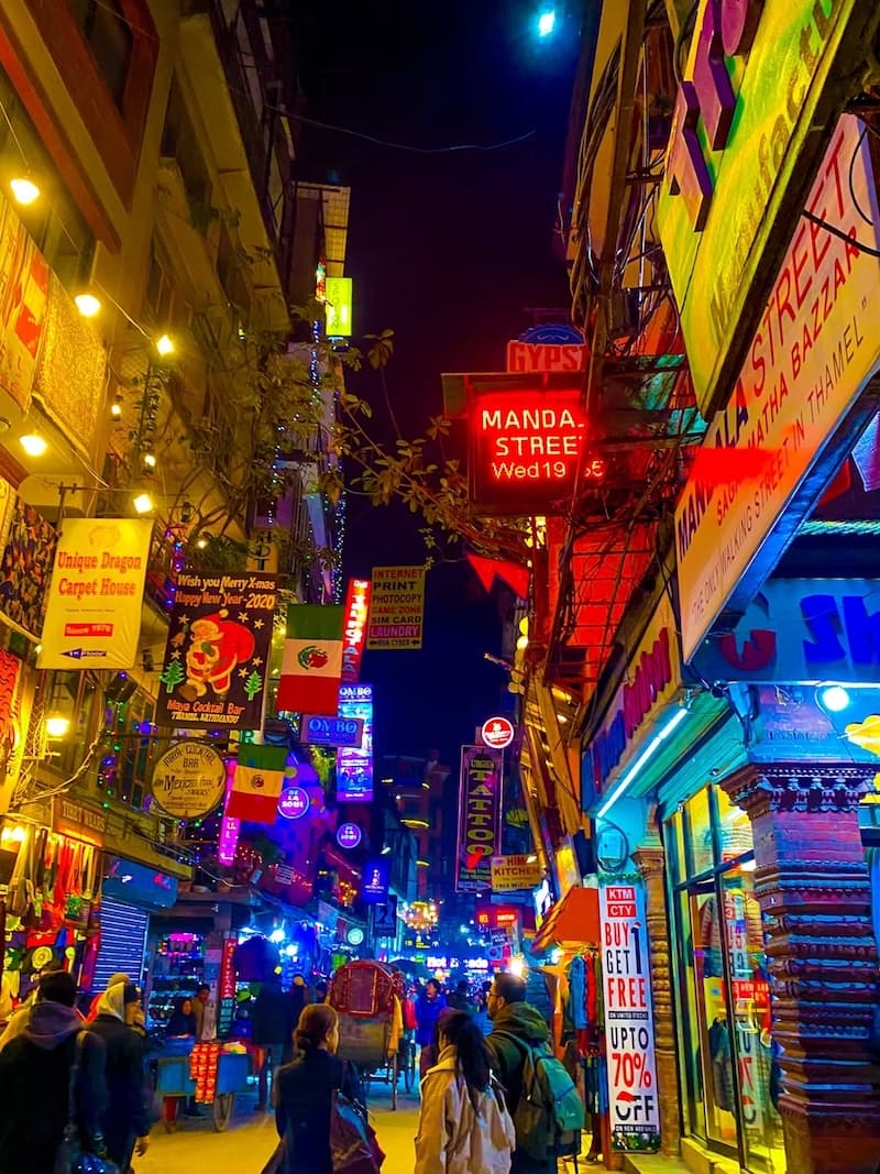 Thamel street scene in Kathmandu